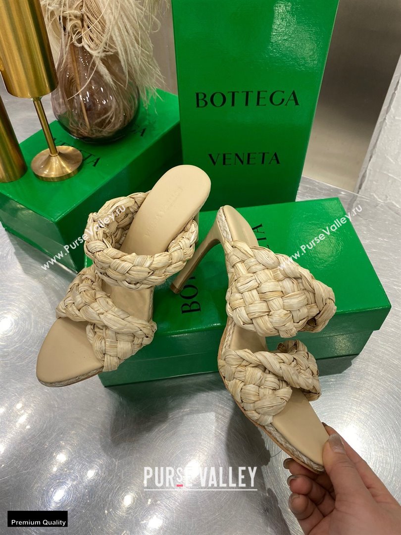 Bottega Veneta The Curve Mules Sandals Nude with Twisted Intrecciato Raffia Straps 2021 (modeng-21030306)