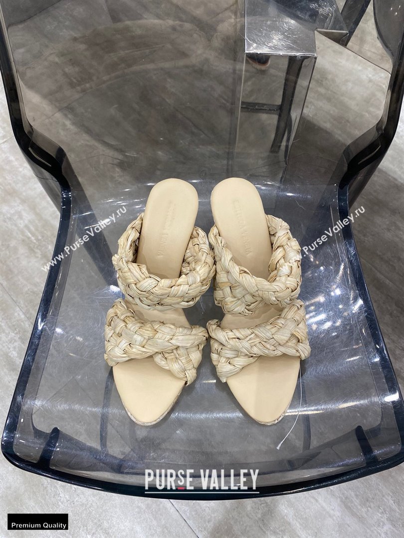 Bottega Veneta The Curve Mules Sandals Nude with Twisted Intrecciato Raffia Straps 2021 (modeng-21030306)