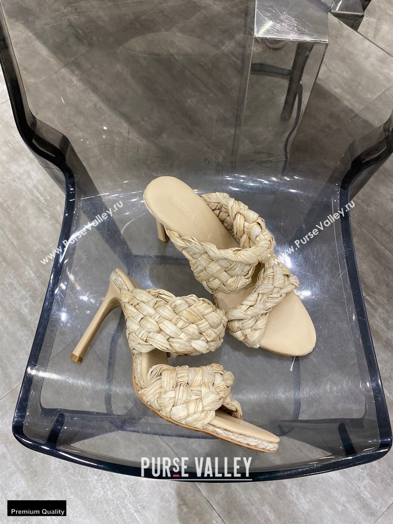 Bottega Veneta The Curve Mules Sandals Nude with Twisted Intrecciato Raffia Straps 2021 (modeng-21030306)