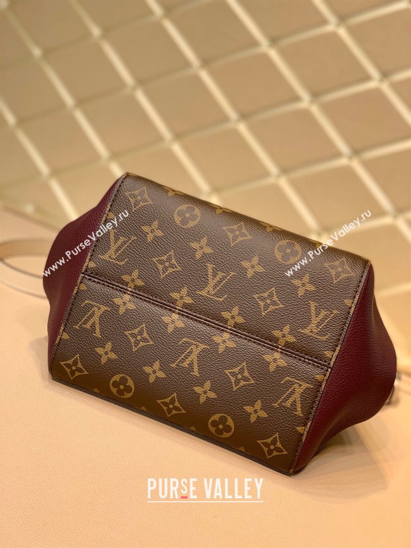 louis vuitton Monogram canvas Fold Tote PM m45388 burgundy (kiki-5217)