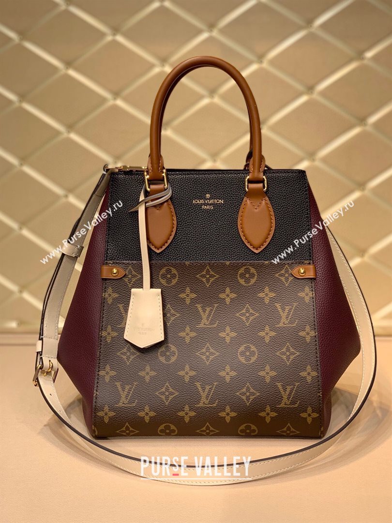 louis vuitton monogram canvas Fold Tote MM m45409 burgundy (kiki-2147)