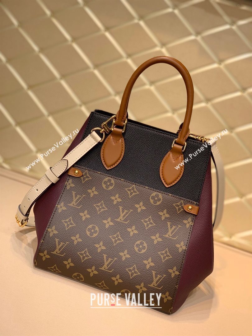 louis vuitton monogram canvas Fold Tote MM m45409 burgundy (kiki-2147)