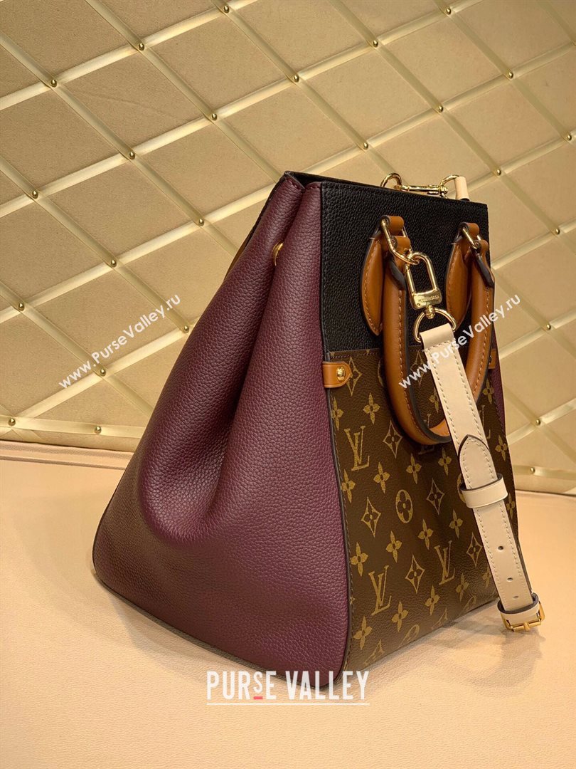 louis vuitton monogram canvas Fold Tote MM m45409 burgundy (kiki-2147)