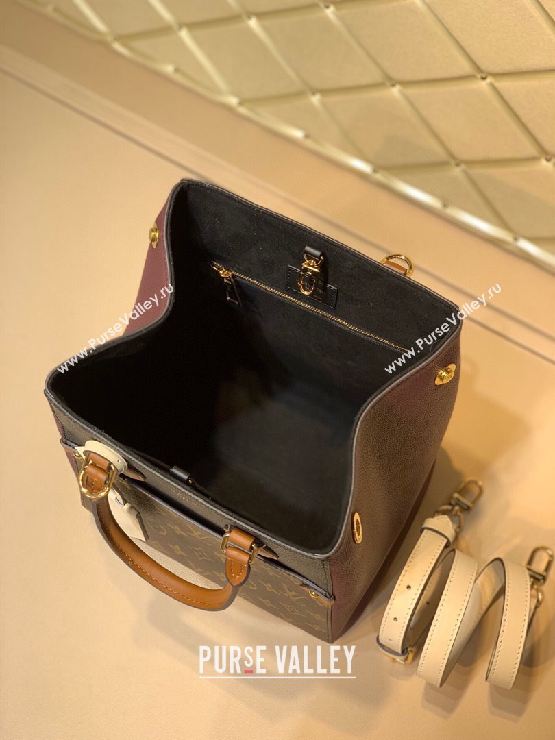 louis vuitton monogram canvas Fold Tote MM m45409 burgundy (kiki-2147)