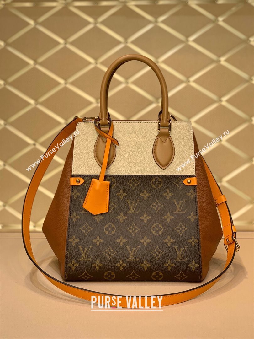 louis vuitton monogram canvas Fold Tote MM m45409 camel (kiki-3648)