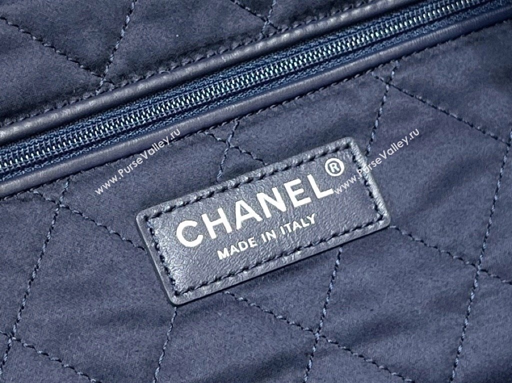 Chanel Stitched Denim Silver-Tone Metal Blue 22 Small Handbag AS3260 2024(original quality) (shunyang-240413-01)