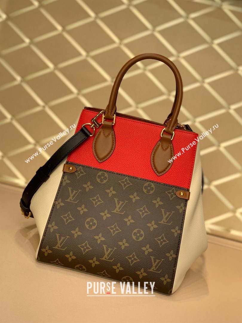 louis vuitton monogram canvas Fold Tote MM m45409 white (kiki-8217)