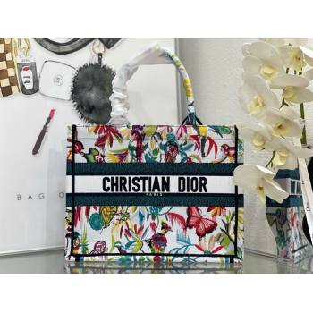 Dior medium Book Tote Bag in White Multicolor Toile de Jouy Fantastica Embroidery 2024 (xxg-240413-01)