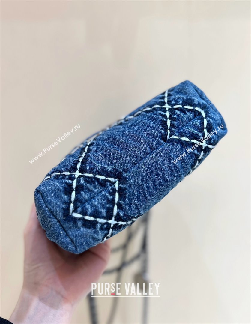 chanel Stitched Denim Silver-Tone Metal Blue 22 Mini Handbag AS3980 2024(original quality) (shunyang-240413-02)