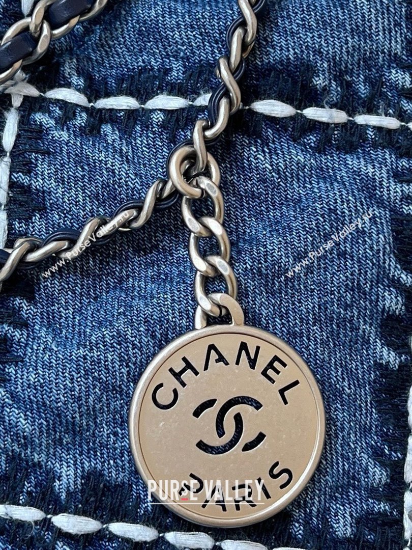 chanel Stitched Denim Silver-Tone Metal Blue 22 Mini Handbag AS3980 2024(original quality) (shunyang-240413-02)