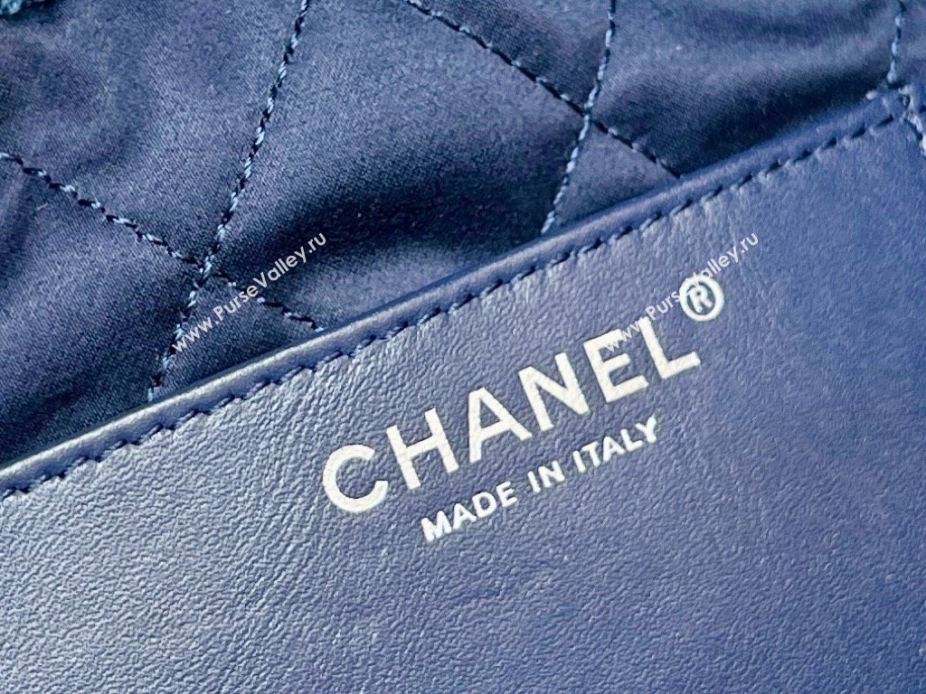 chanel Stitched Denim Silver-Tone Metal Blue 22 Mini Handbag AS3980 2024(original quality) (shunyang-240413-02)