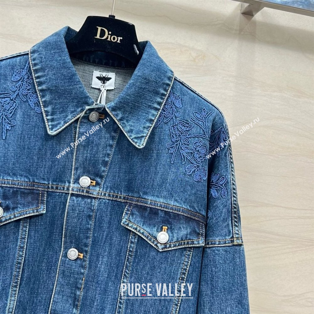 dior Blue Cotton Denim Embroidered Jacket 2024 (qiqi-240312-04)