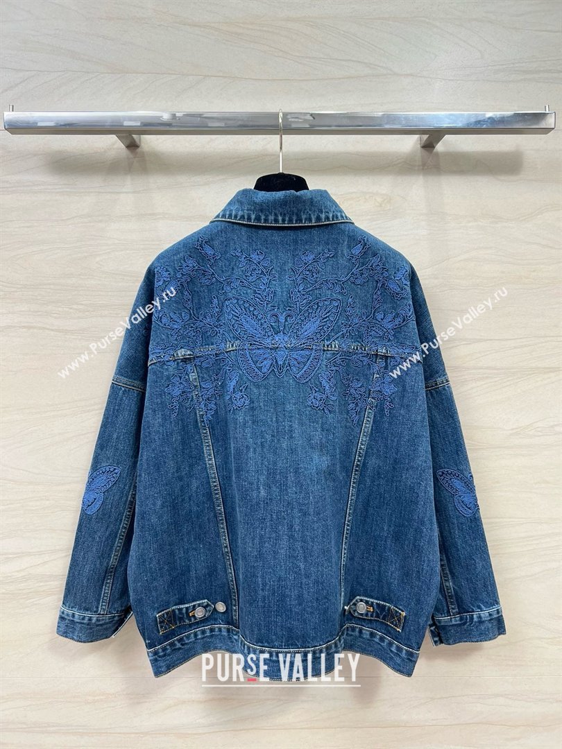 dior Blue Cotton Denim Embroidered Jacket 2024 (qiqi-240312-04)