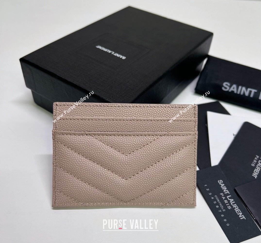 Saint Laurent Cassandre Matelasse Card Case In Grain De Poudre Embossed Leather 423291 Pink/Gold (nana-24021807)