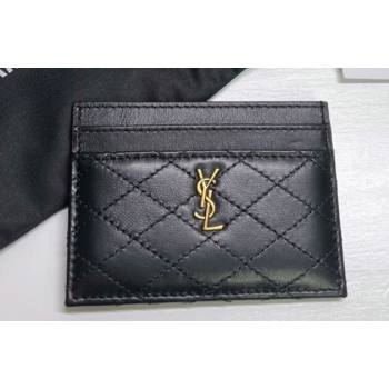 Saint Laurent Gaby Card Case In Quilted Lambskin 703219 Black (nana-24021813)