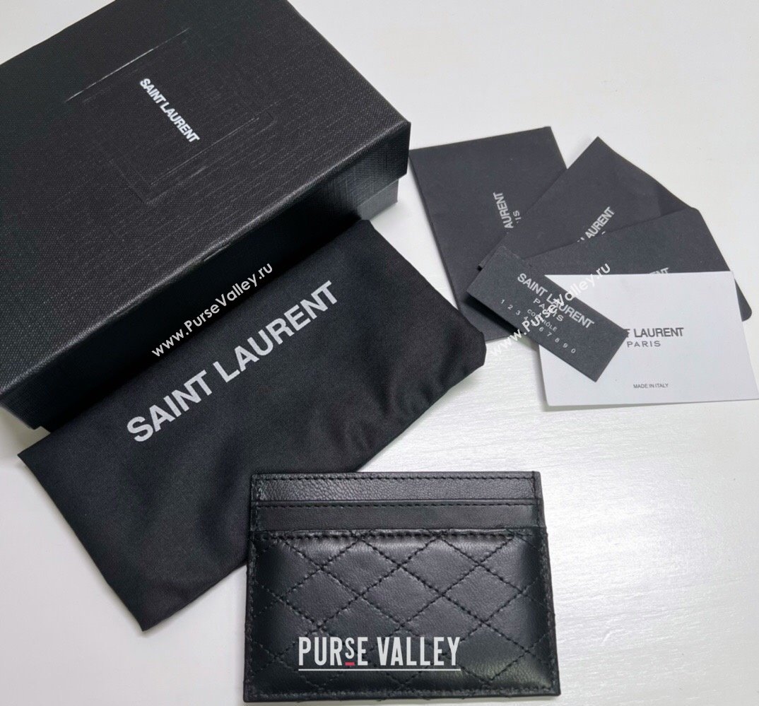 Saint Laurent Gaby Card Case In Quilted Lambskin 703219 Black (nana-24021813)