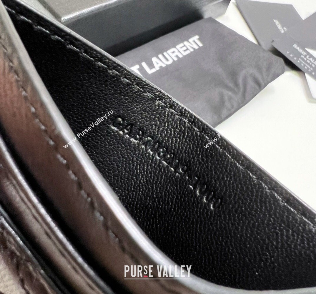 Saint Laurent Gaby Card Case In Quilted Lambskin 703219 Black (nana-24021813)