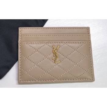 Saint Laurent Gaby Card Case In Quilted Lambskin 703219 Beige (nana-24021815)