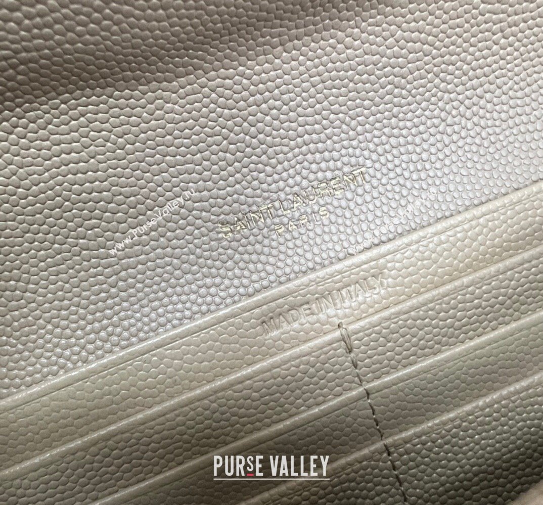 Saint Laurent Cassandre Matelasse Large Flap Wallet In Grain De Poudre Embossed Leather 372264 Beige/Gold (nana-24022124)