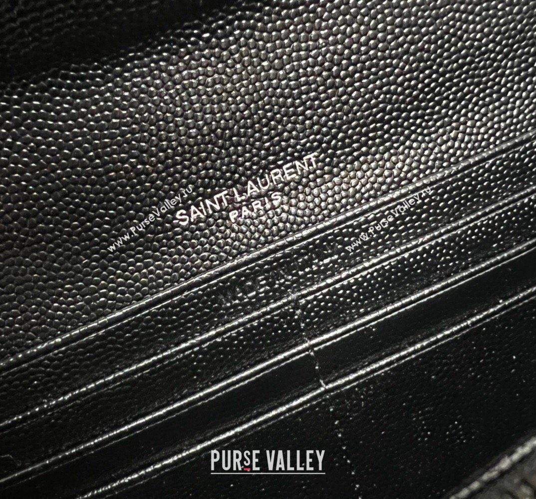 Saint Laurent Cassandre Matelasse Large Flap Wallet In Grain De Poudre Embossed Leather 372264 Black (nana-24022121)