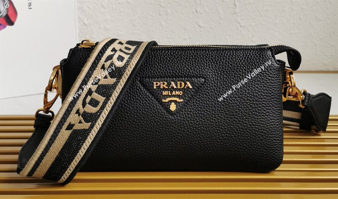 Prada Leather shoulder bag 1BH194 Black 2023 (yanzi-23080718)