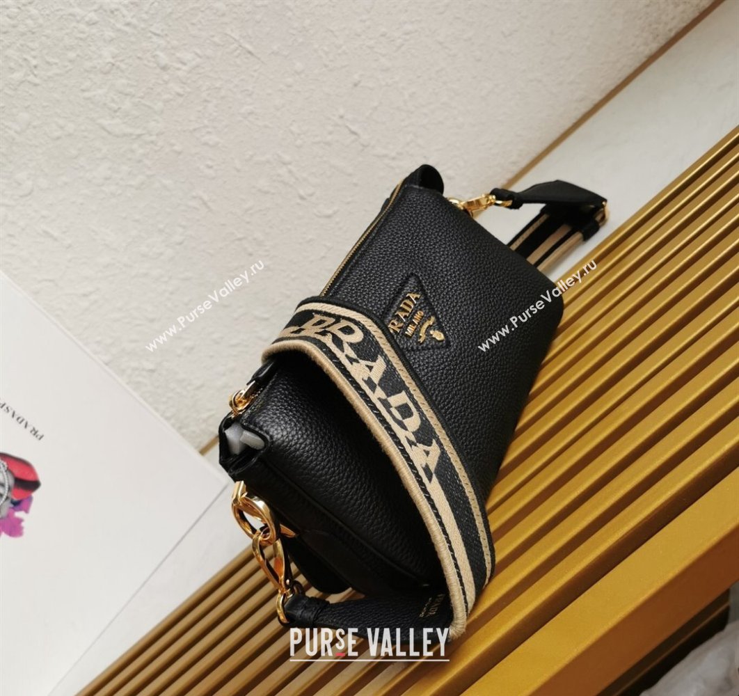 Prada Leather shoulder bag 1BH194 Black 2023 (yanzi-23080718)