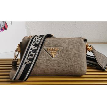 Prada Leather shoulder bag 1BH194 Gray 2023 (yanzi-23080720)