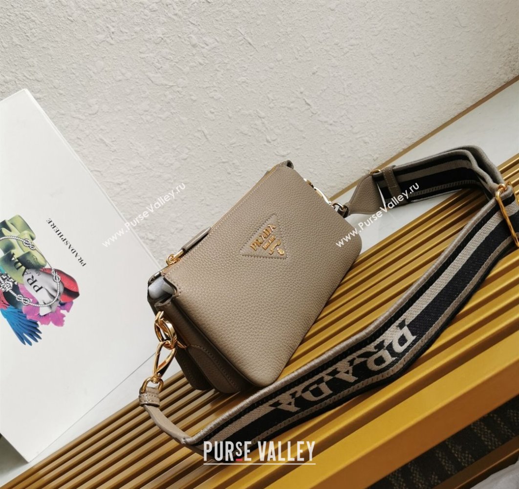 Prada Leather shoulder bag 1BH194 Gray 2023 (yanzi-23080720)