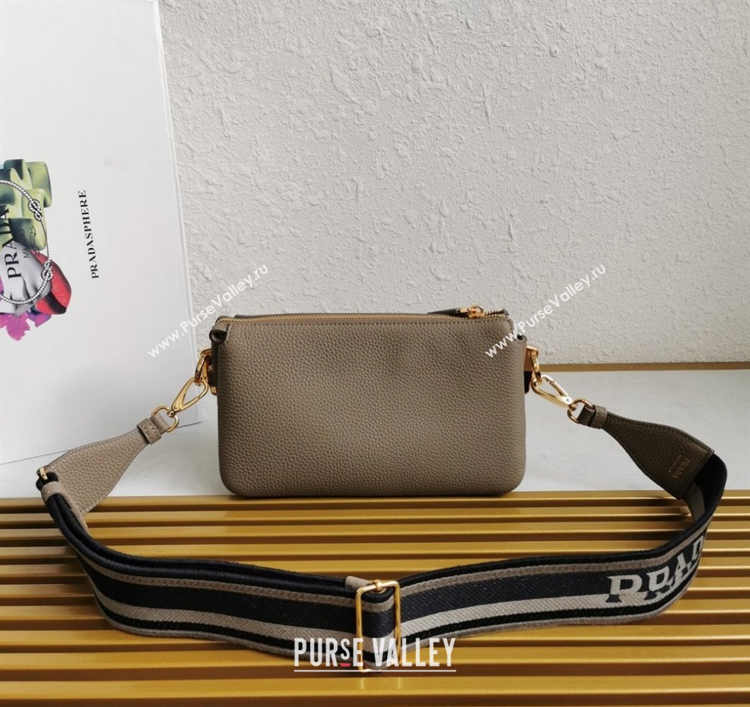 Prada Leather shoulder bag 1BH194 Gray 2023 (yanzi-23080720)