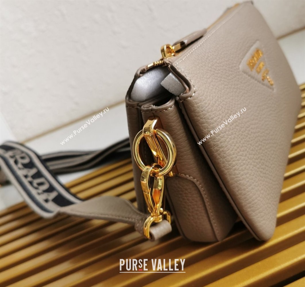 Prada Leather shoulder bag 1BH194 Gray 2023 (yanzi-23080720)
