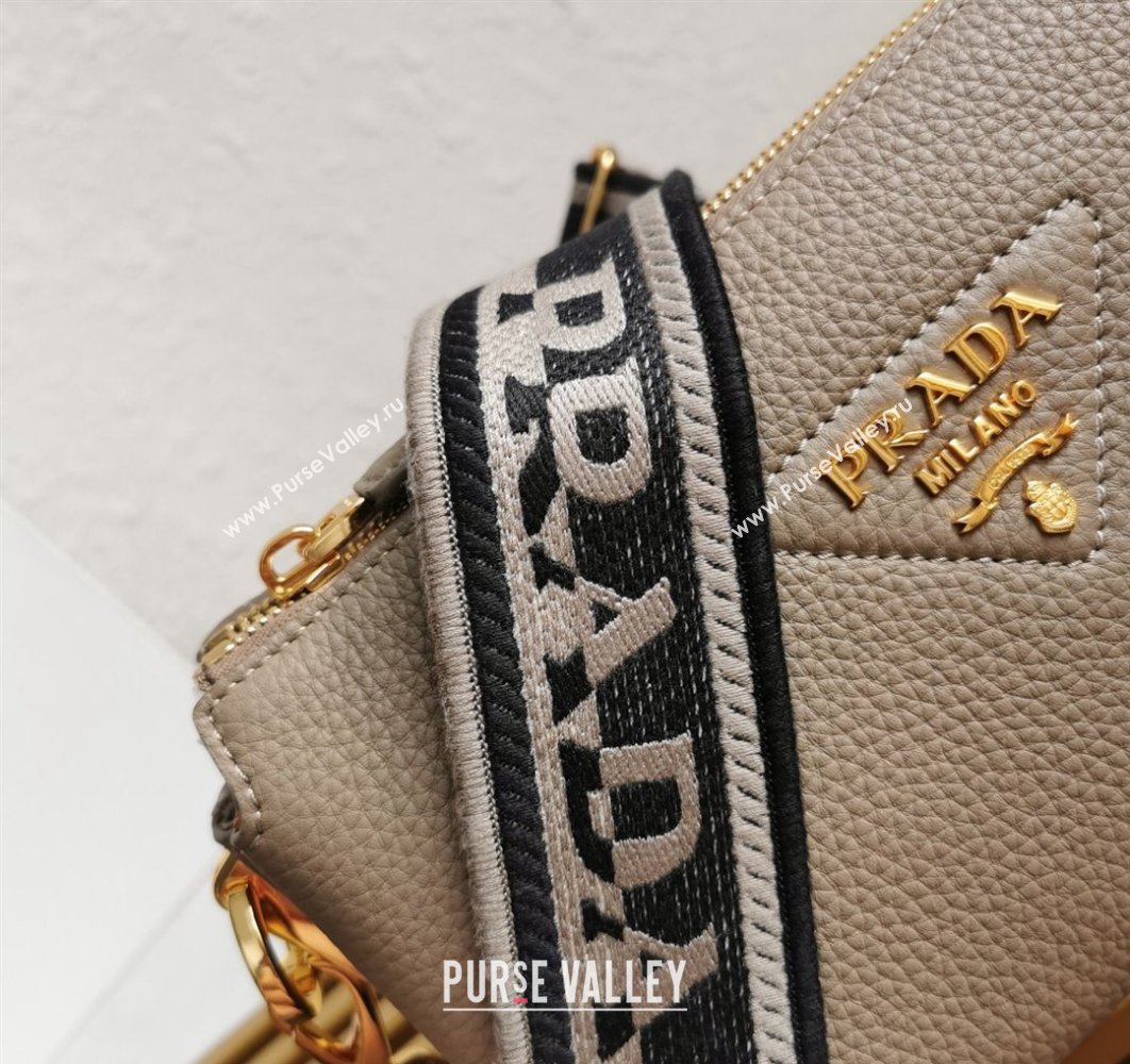 Prada Leather shoulder bag 1BH194 Gray 2023 (yanzi-23080720)