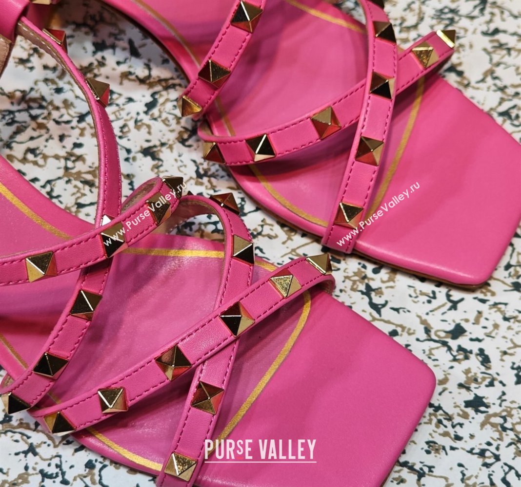 Valentino Heel 6cm Rockstud sandals with straps in calfskin leather Pink (hongyang-23101262)