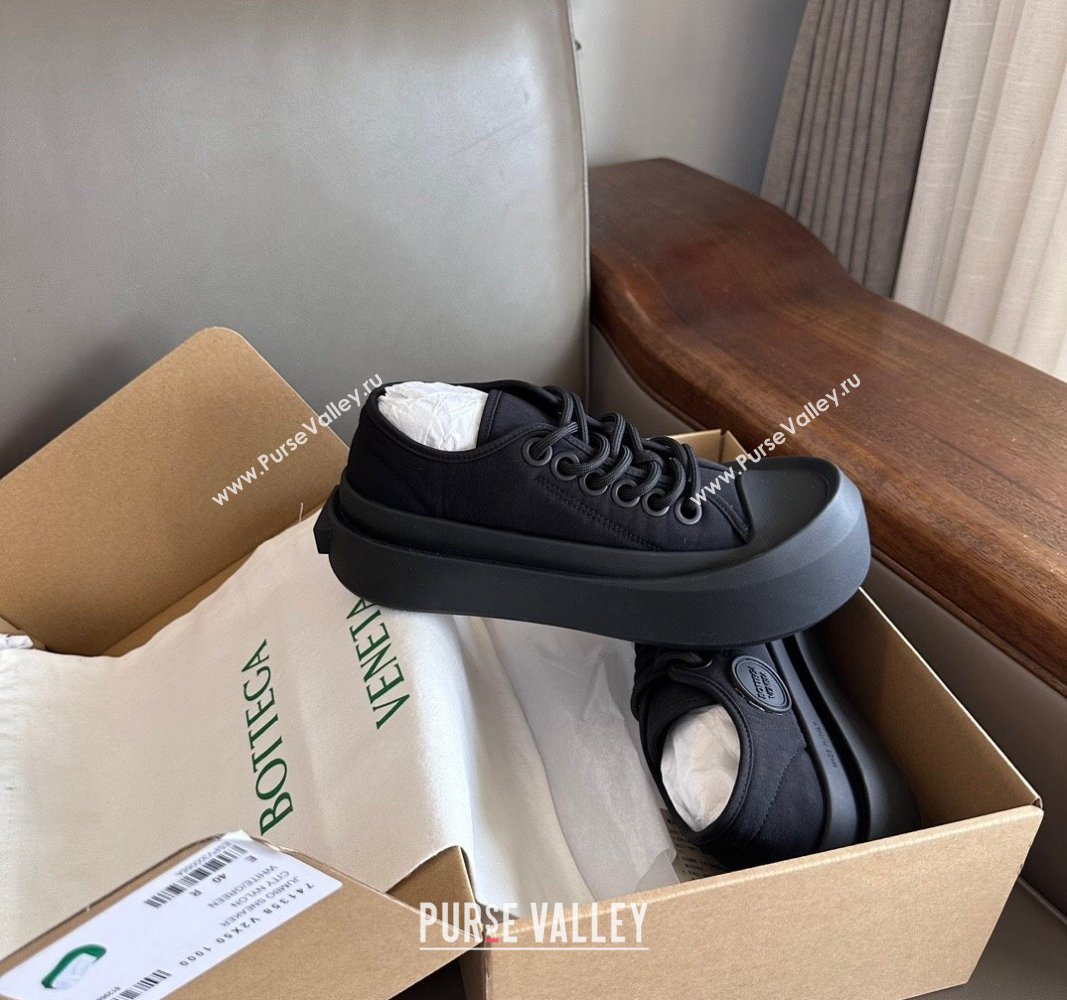 Bottega Veneta Jumbo Nylon Low top lace-up Women/Men Sneakers Black 2023 (shouhe-23091906)
