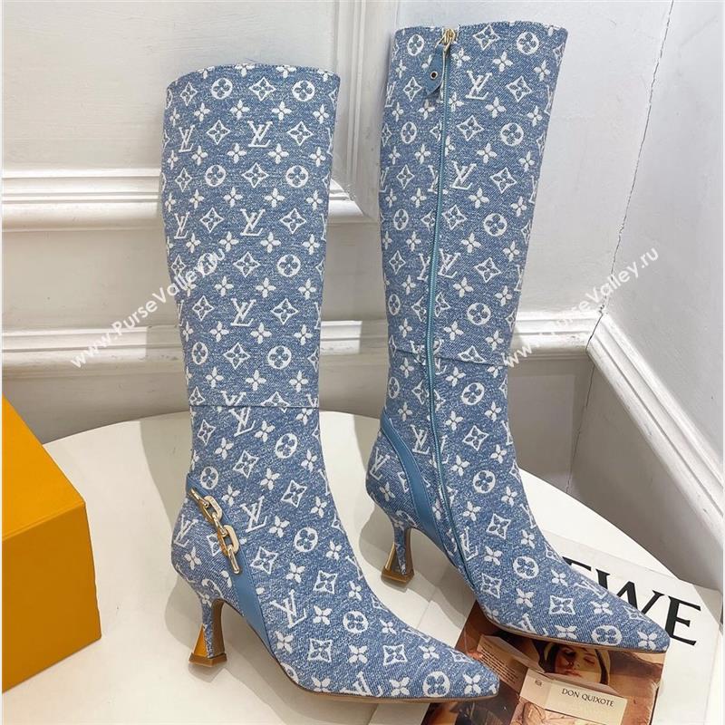 Louis Vuitton Heel 6.5cm Sparkle High Boots Denim Blue 2023 (modeng-23092105)