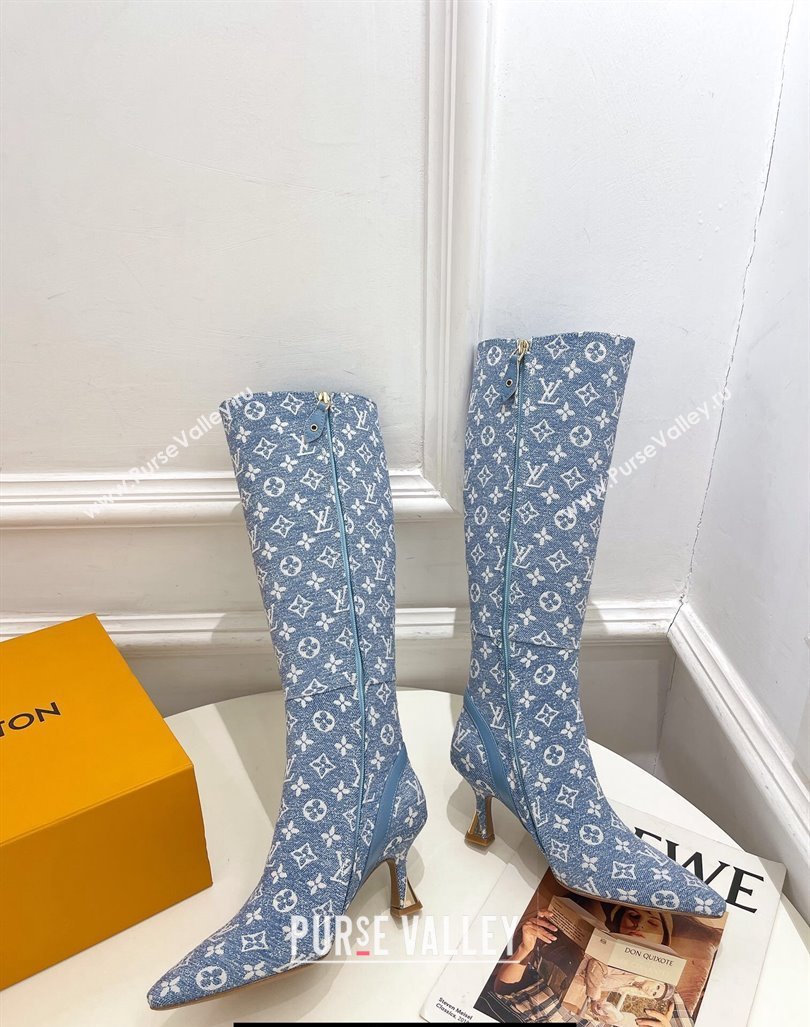 Louis Vuitton Heel 6.5cm Sparkle High Boots Denim Blue 2023 (modeng-23092105)