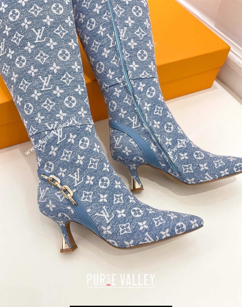Louis Vuitton Heel 6.5cm Sparkle High Boots Denim Blue 2023 (modeng-23092105)