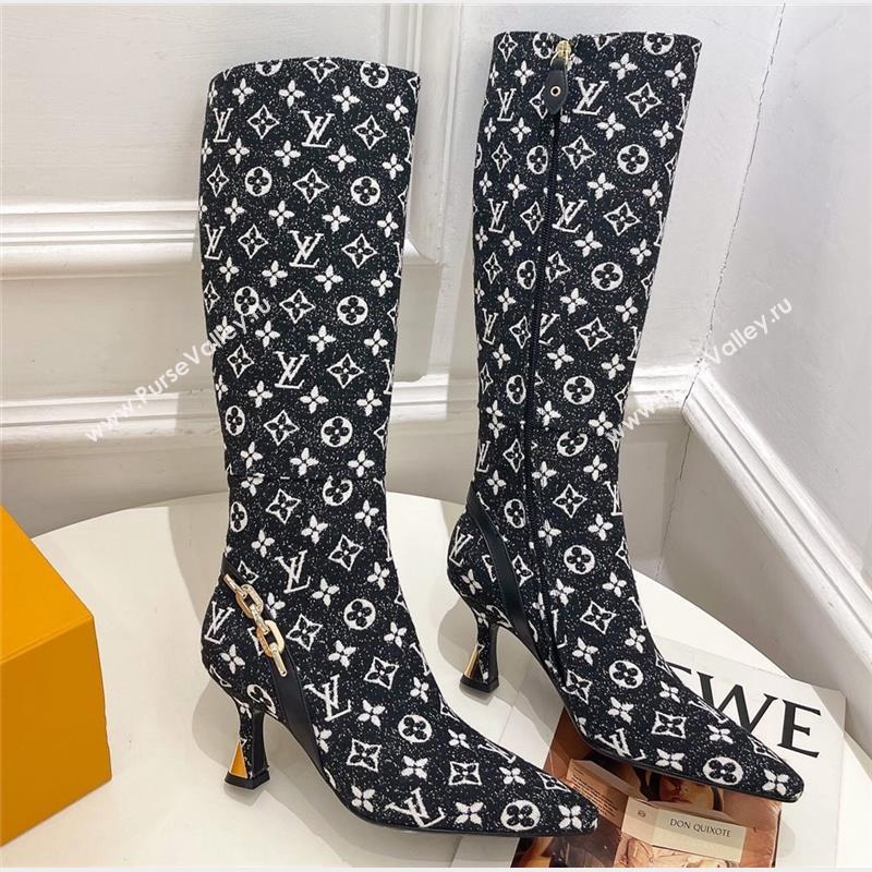 Louis Vuitton Heel 6.5cm Sparkle High Boots Denim Black 2023 (modeng-23092104)
