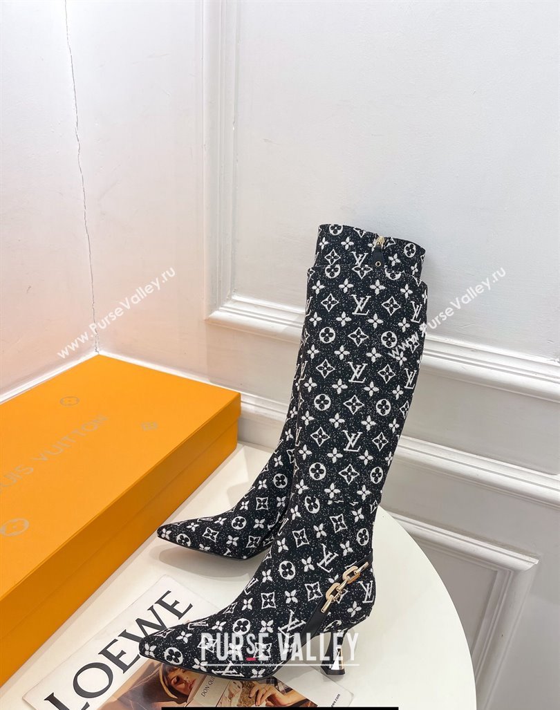 Louis Vuitton Heel 6.5cm Sparkle High Boots Denim Black 2023 (modeng-23092104)