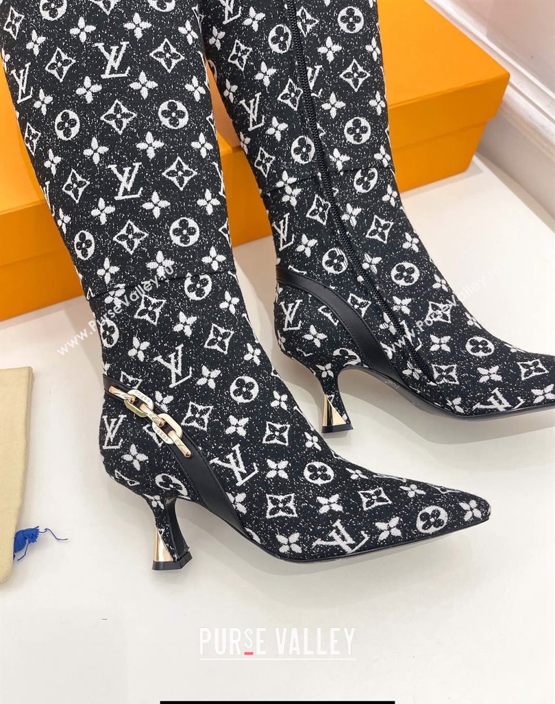 Louis Vuitton Heel 6.5cm Sparkle High Boots Denim Black 2023 (modeng-23092104)
