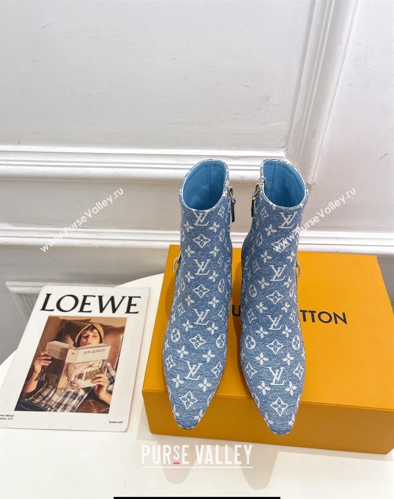 Louis Vuitton Heel 6.5cm Sparkle Ankle Boots Denim Blue 2023 (modeng-23092110)