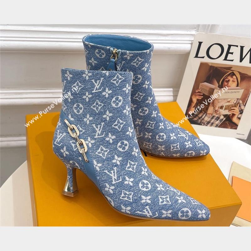 Louis Vuitton Heel 6.5cm Sparkle Ankle Boots Denim Blue 2023 (modeng-23092110)