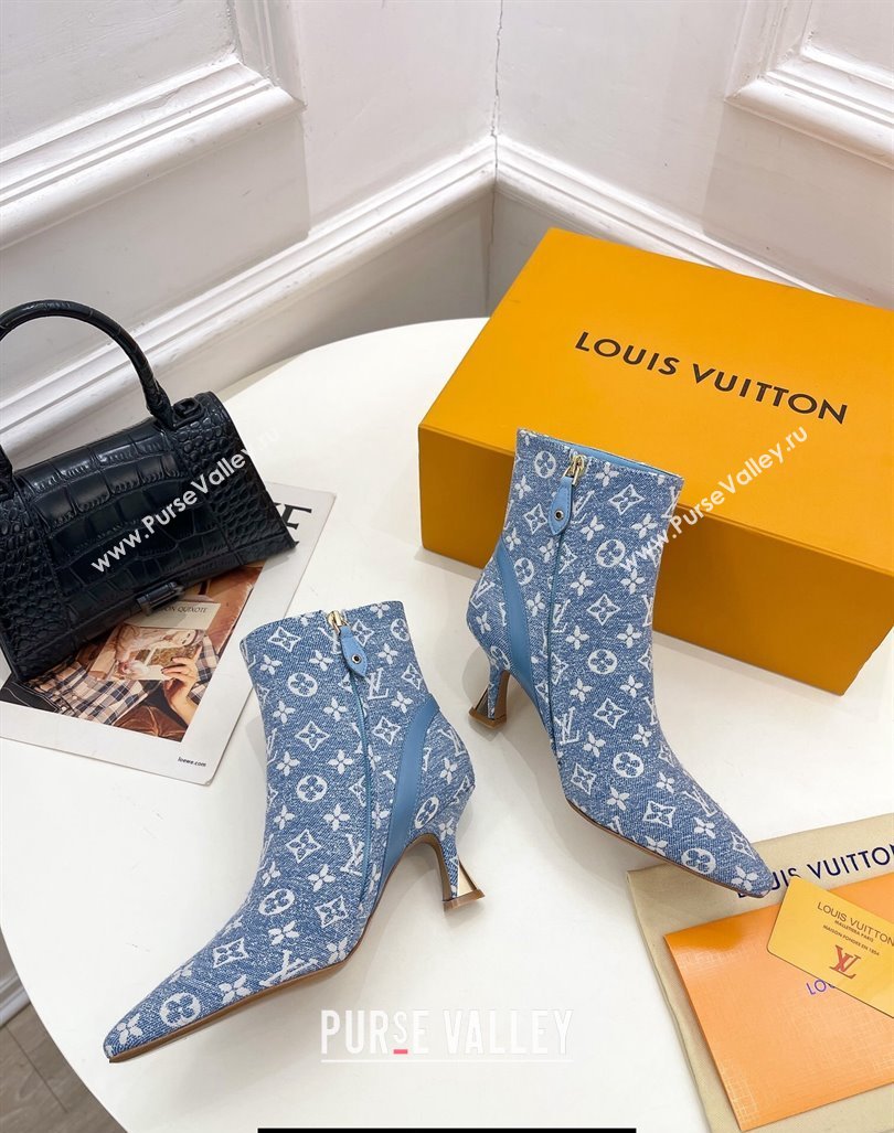 Louis Vuitton Heel 6.5cm Sparkle Ankle Boots Denim Blue 2023 (modeng-23092110)