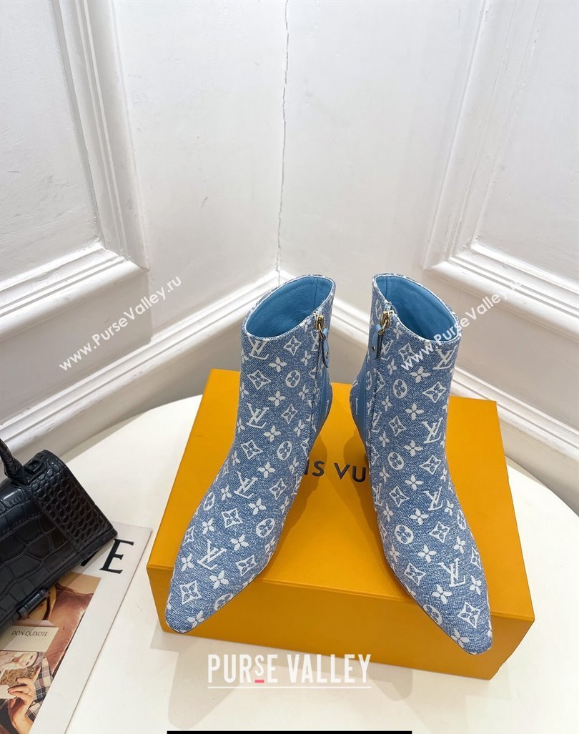 Louis Vuitton Heel 6.5cm Sparkle Ankle Boots Denim Blue 2023 (modeng-23092110)