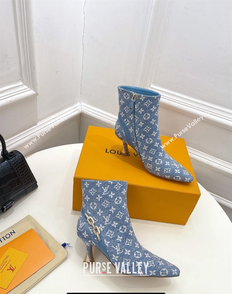 Louis Vuitton Heel 6.5cm Sparkle Ankle Boots Denim Blue 2023 (modeng-23092110)
