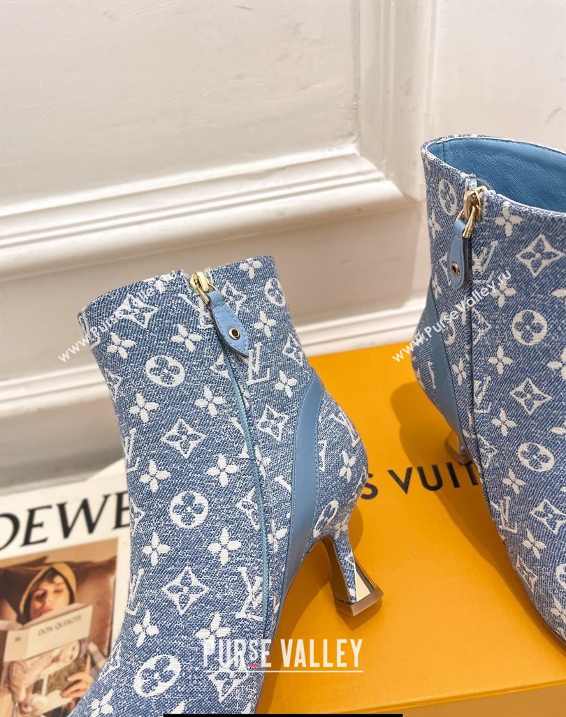 Louis Vuitton Heel 6.5cm Sparkle Ankle Boots Denim Blue 2023 (modeng-23092110)
