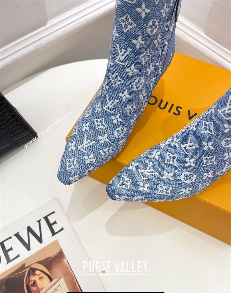 Louis Vuitton Heel 6.5cm Sparkle Ankle Boots Denim Blue 2023 (modeng-23092110)