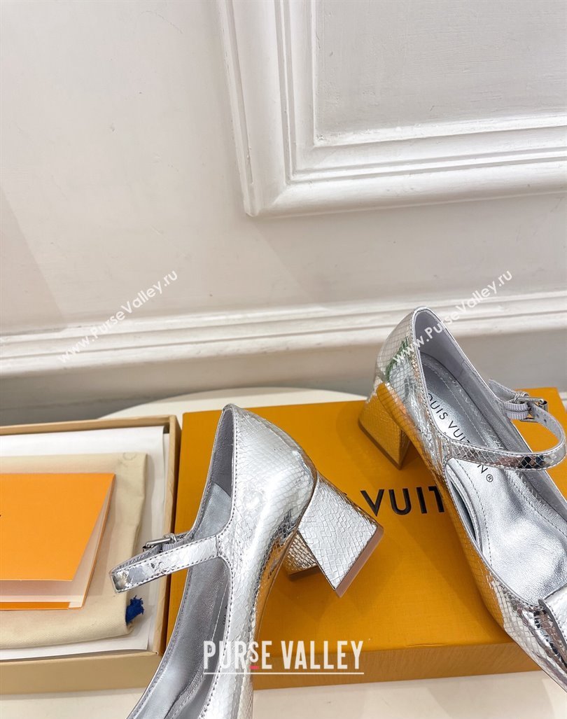 Louis Vuitton Heel 5.5cm Shake mary-jane Pumps Python Pattern Silver 2023 (modeng-23092214)