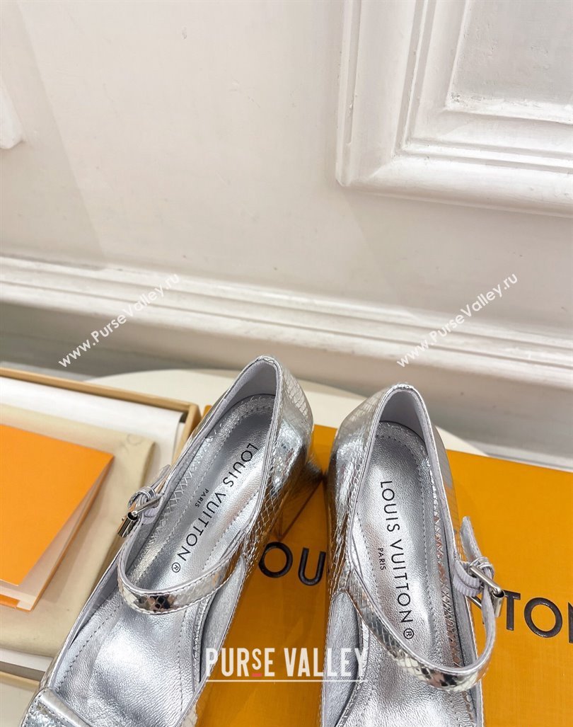Louis Vuitton Heel 5.5cm Shake mary-jane Pumps Python Pattern Silver 2023 (modeng-23092214)