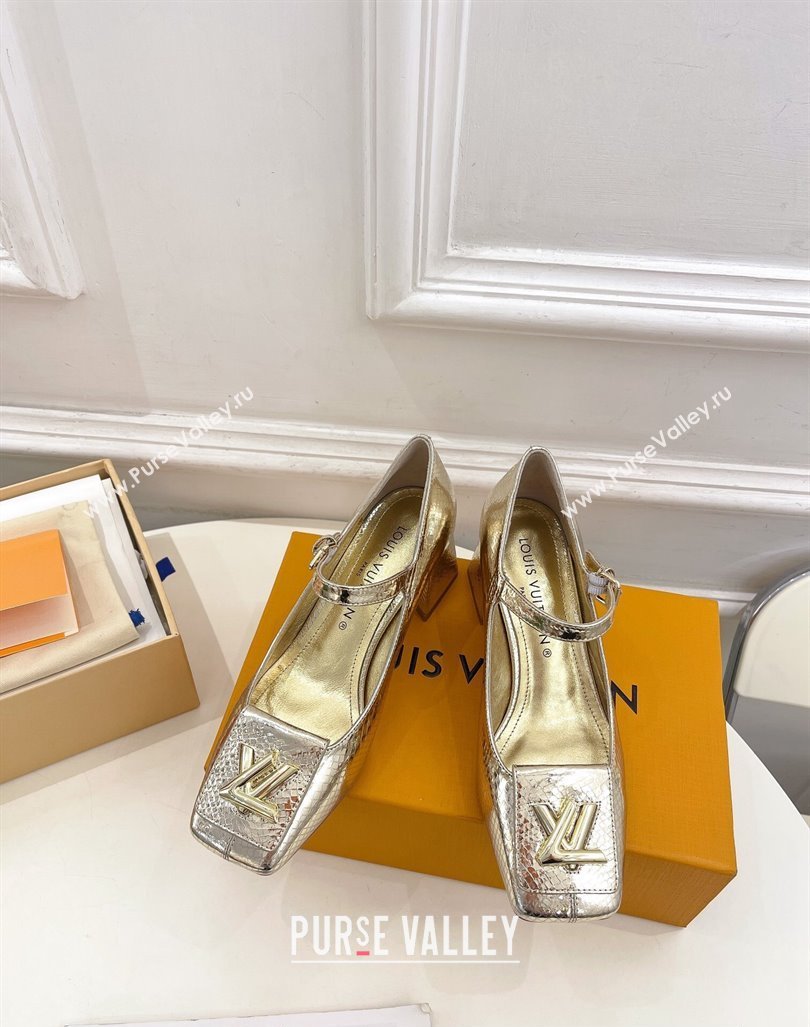 Louis Vuitton Heel 5.5cm Shake mary-jane Pumps Python Pattern Gold 2023 (modeng-23092213)