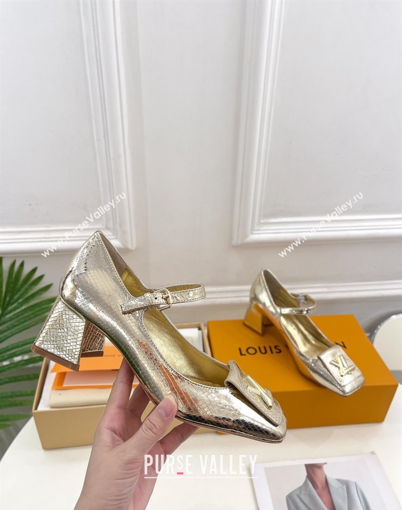 Louis Vuitton Heel 5.5cm Shake mary-jane Pumps Python Pattern Gold 2023 (modeng-23092213)